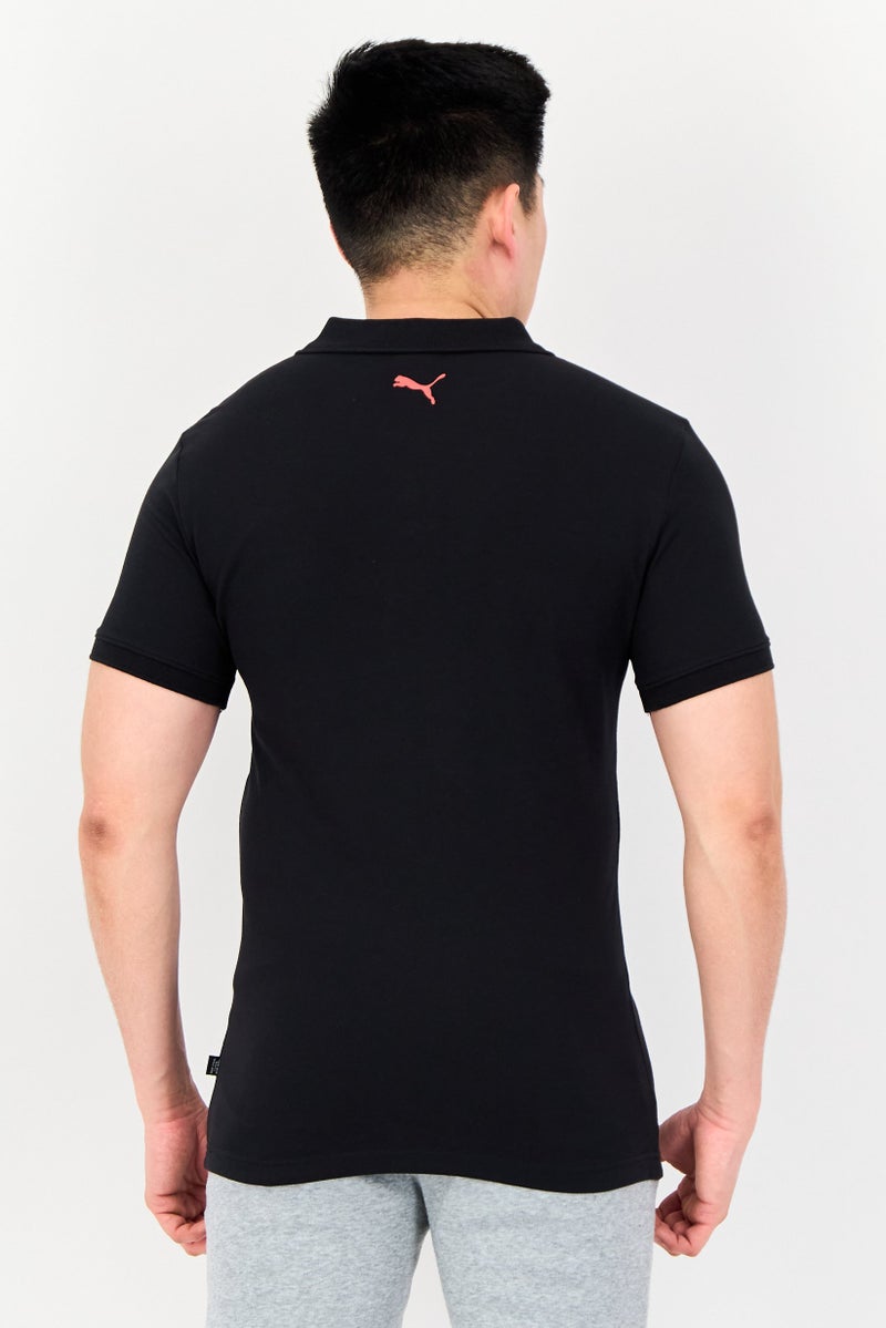 PUMA Men Slim Fit Brand Logo Short Sleeves Outdoor Polo Shirt, Black - Image 4