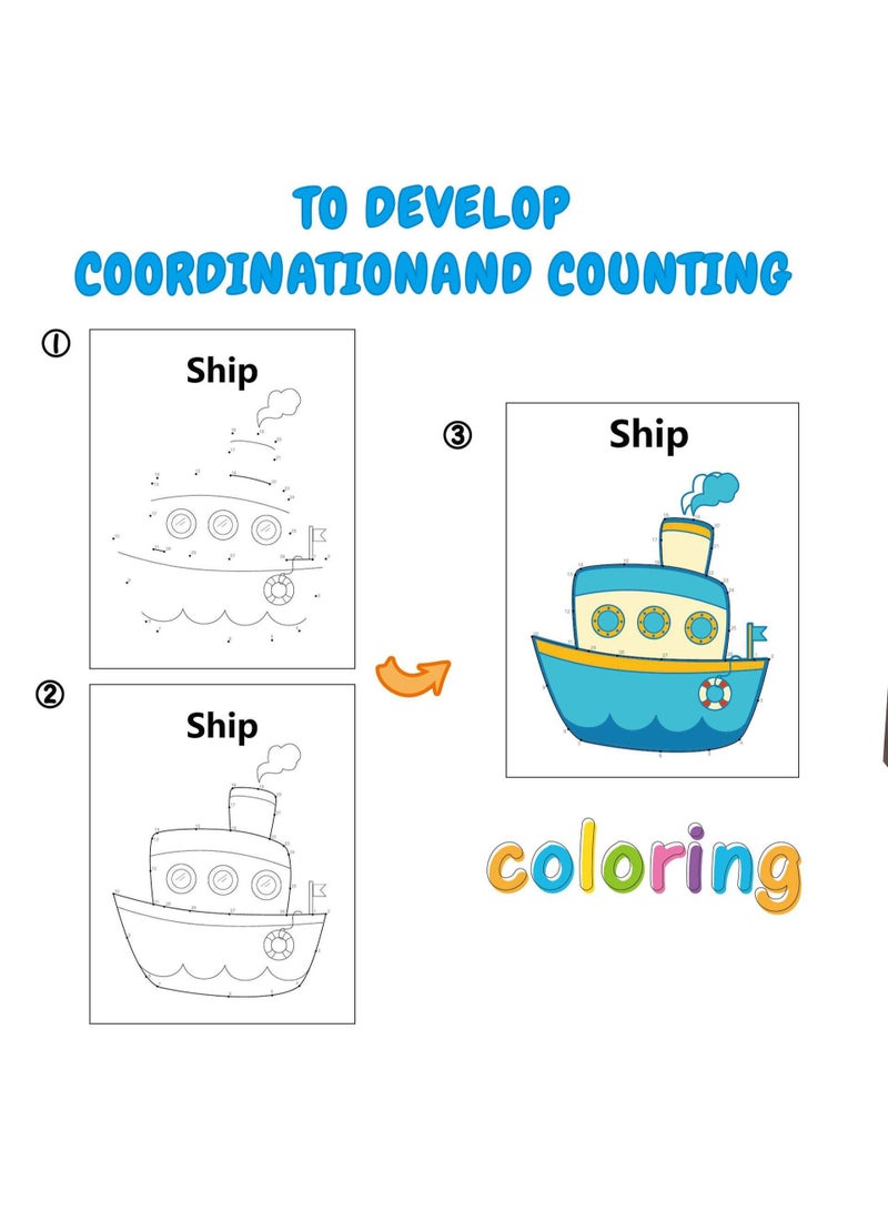 Capstro Dot to Dot Coloring Book for Kids – 50 Connect the Dots Activity Pages with Ocean -Themed, Number Connection Puzzles, Coloring Activity Book, Fine Motor Skills Practice - Image 2