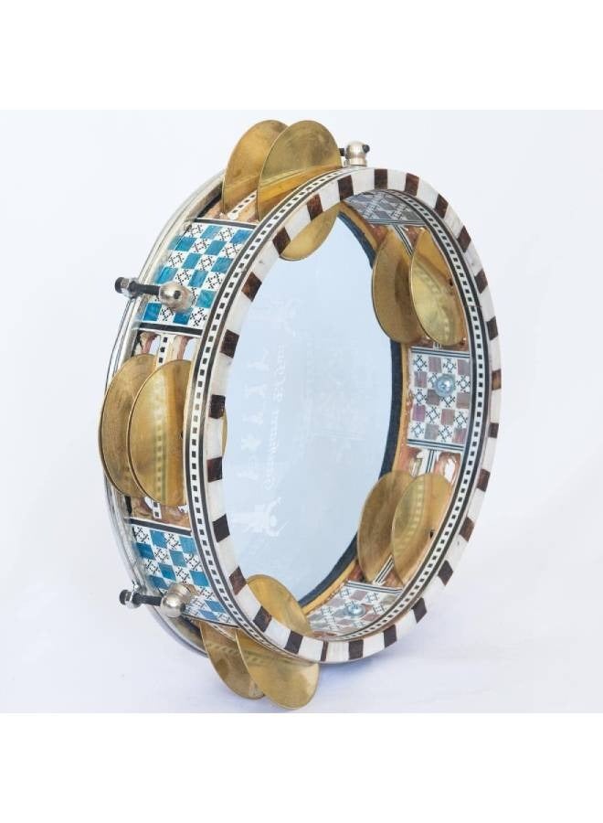 Colorful wooden tambourine with metal jingles and plastic head - multi colour - Image 2