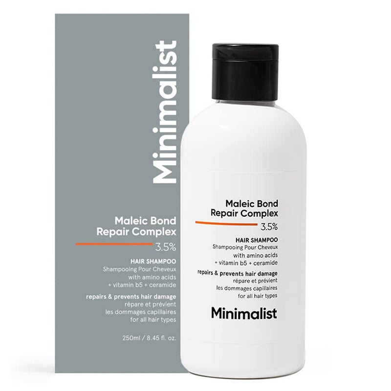Minimalist Hair Shampoo for Damaged Hair & Frizzy Hair | Maleic Bond Repair Complex 3.5% | With Argan Oil, Ceramides & Coconut Oil | For Women & Men | 8.5 Fl Oz / 250 ml - Image 1