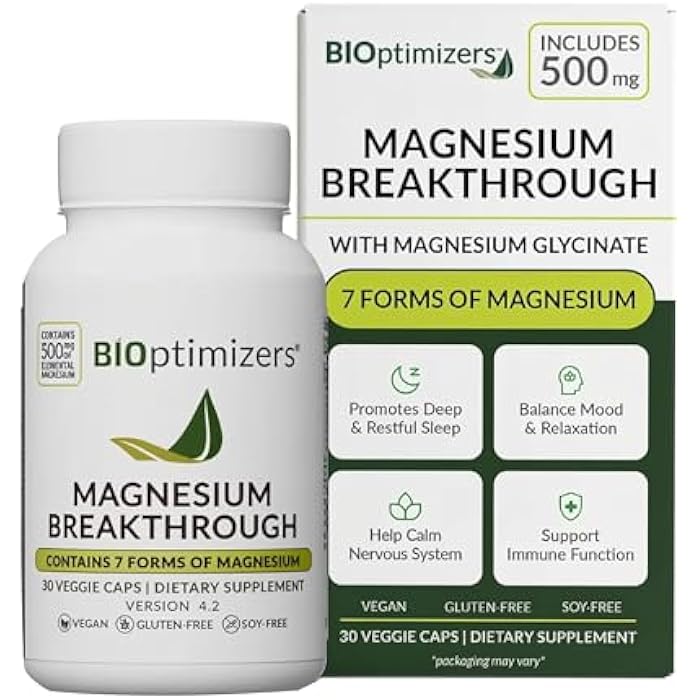 BiOptimizers مكمل بي آي أوبتيميزرز المغنيسيوم المتقدم بجرعة 500 ملغ - 7 أشكال من المغنيسيوم: غليسينات، ماليات، سترات، والمزيد - دعم طبيعي للنوم والوظائف الإدراكية - 30 كبسولة - فيتامينات مهدئة - Image 1