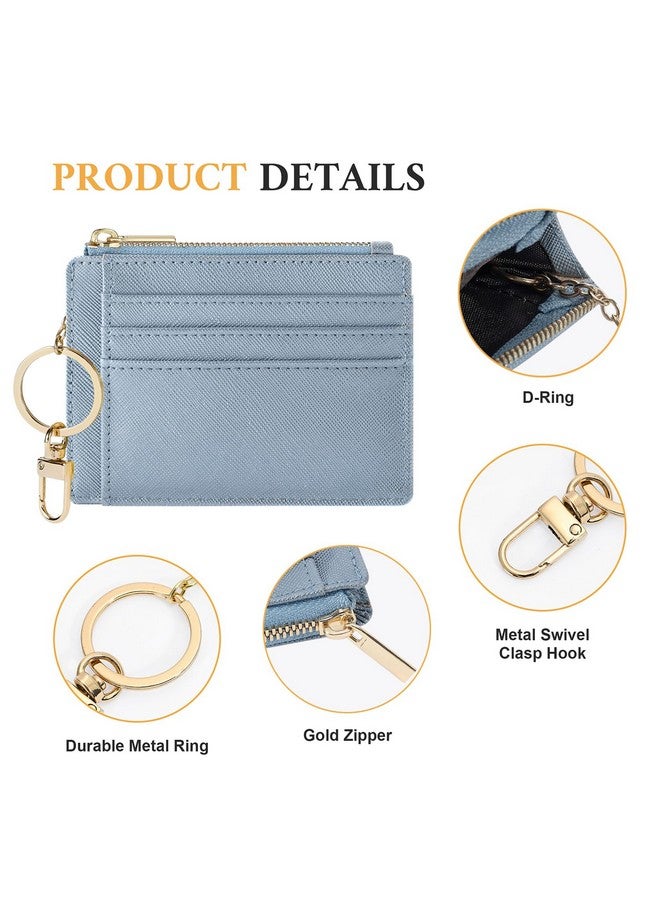 Sodsay 2 Pack Card Case Slim Front Pocket Wallet for Women Credit Card Holder with Keychain(CH Blue Gold) - Image 3