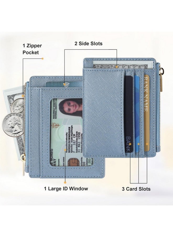 Sodsay 2 Pack Card Case Slim Front Pocket Wallet for Women Credit Card Holder with Keychain(CH Blue Gold) - Image 2