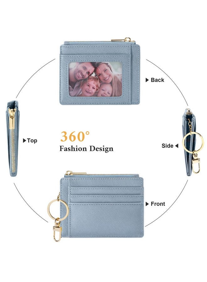 Sodsay 2 Pack Card Case Slim Front Pocket Wallet for Women Credit Card Holder with Keychain(CH Blue Gold) - Image 4