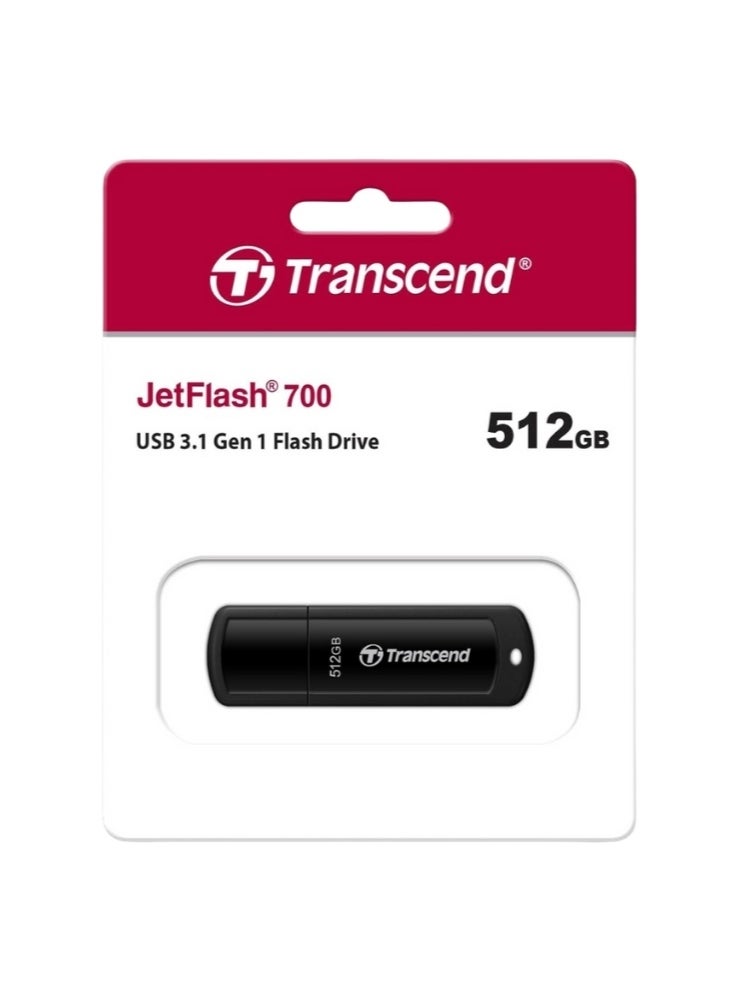 Transcend 512GB USB 3.1 Gen 1 Flash Drive, 5 Gbps | JetFlash 700 | TS512GJF700  - Image 1