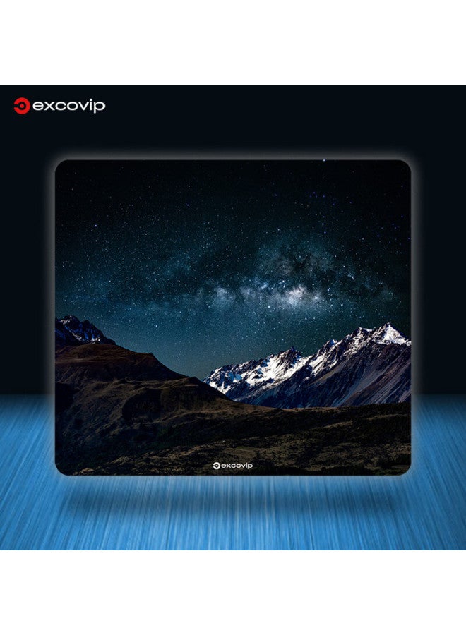 Exco Glass Mouse Pad, Professional Gaming Photovoltaic Mouse Pad, Hard Keyboard Desk Pad, Computer Office Laptop Large Pad 450*400mm, Snow Mountain Starry Sky 0105 - Image 1