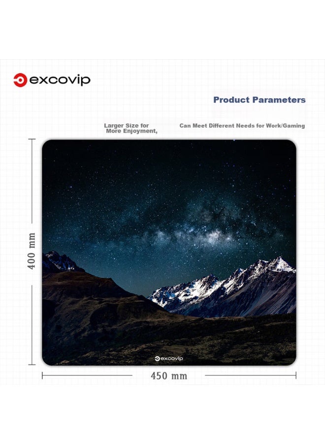 Exco Glass Mouse Pad, Professional Gaming Photovoltaic Mouse Pad, Hard Keyboard Desk Pad, Computer Office Laptop Large Pad 450*400mm, Snow Mountain Starry Sky 0105 - Image 4