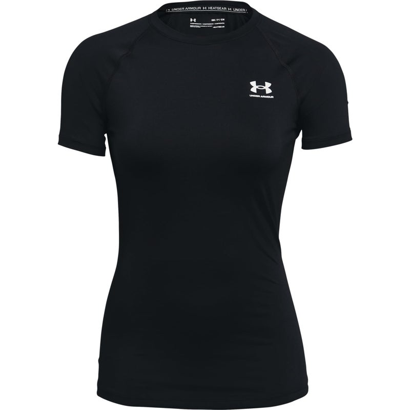 Under Armour Women's HeatGear Compression Short-Sleeve T-Shirt, Black (001)/White, XX-Large - Image 1