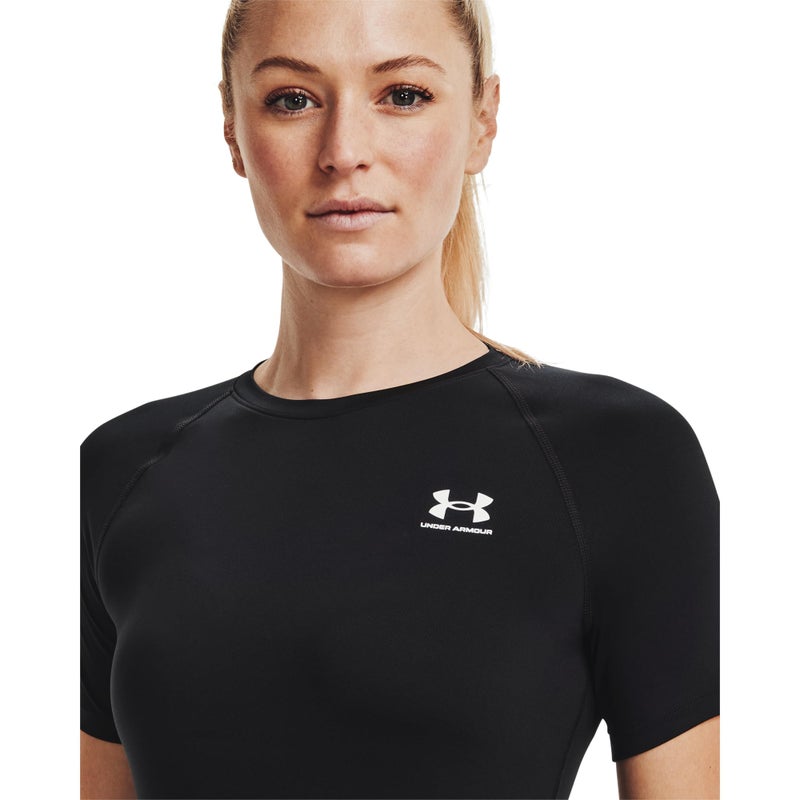 Under Armour Women's HeatGear Compression Short-Sleeve T-Shirt, Black (001)/White, XX-Large - Image 3