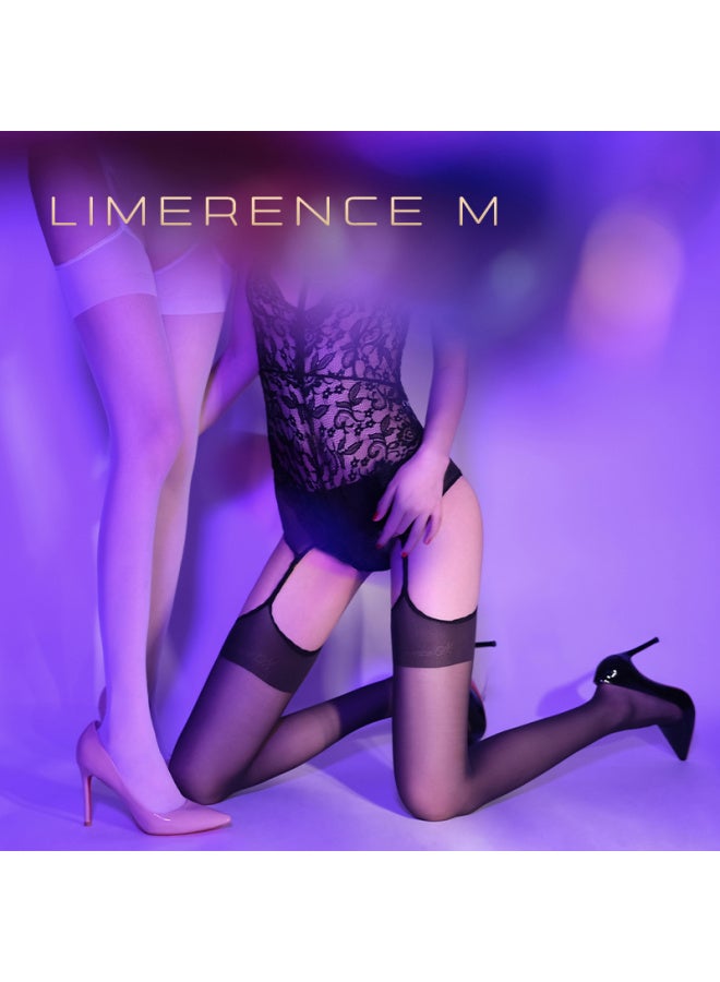 Limerence M Laimi Runsi Four-way Crotchless Stockings, Ultra-thin Suspender Stockings, Silky Lace Pantyhose, White - Image 4