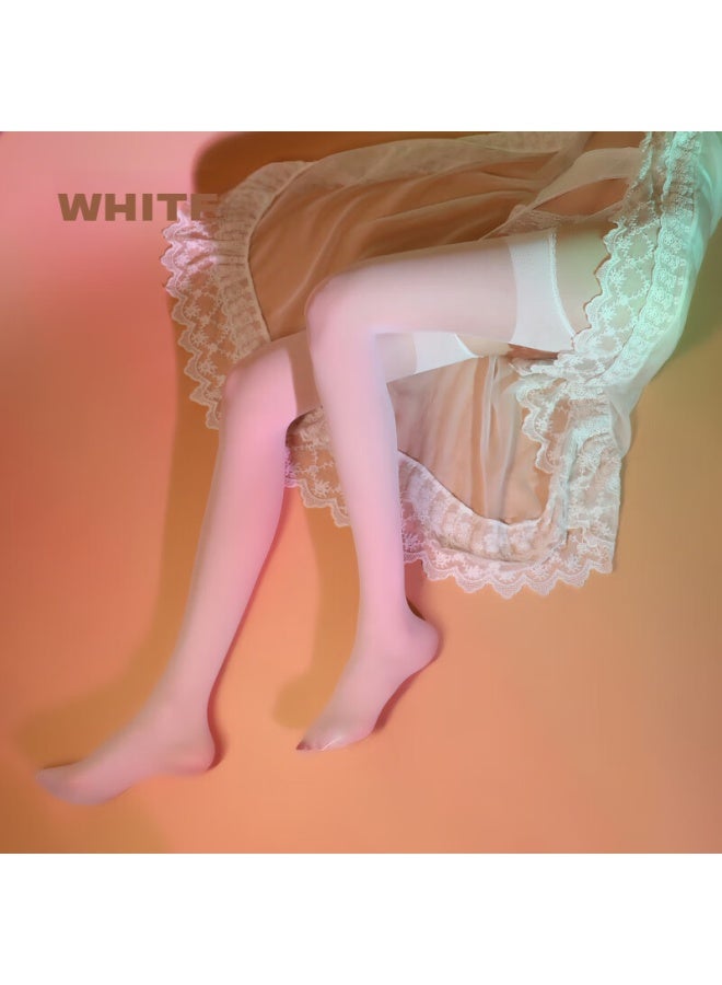 Limerence M Laimi Runsi Four-way Crotchless Stockings, Ultra-thin Suspender Stockings, Silky Lace Pantyhose, White - Image 2