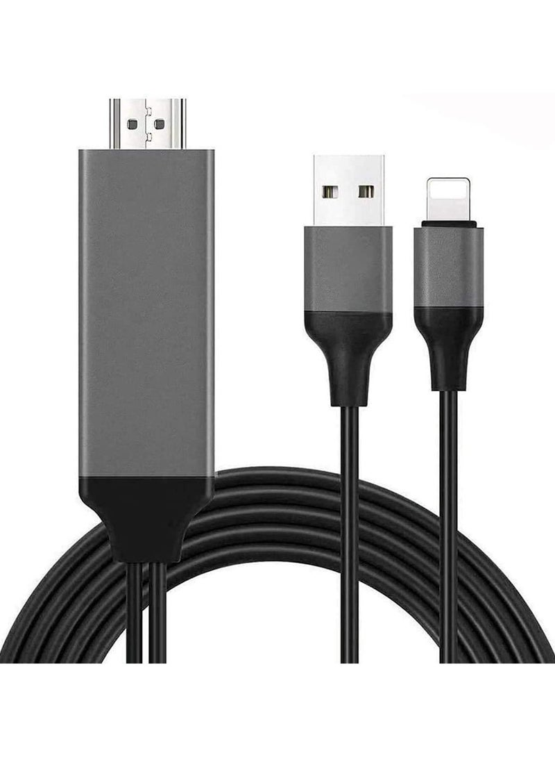 CATANES Lightning Male to HDMI Cable for iPhone 14 pro max and 13 pro max Black - Image 1