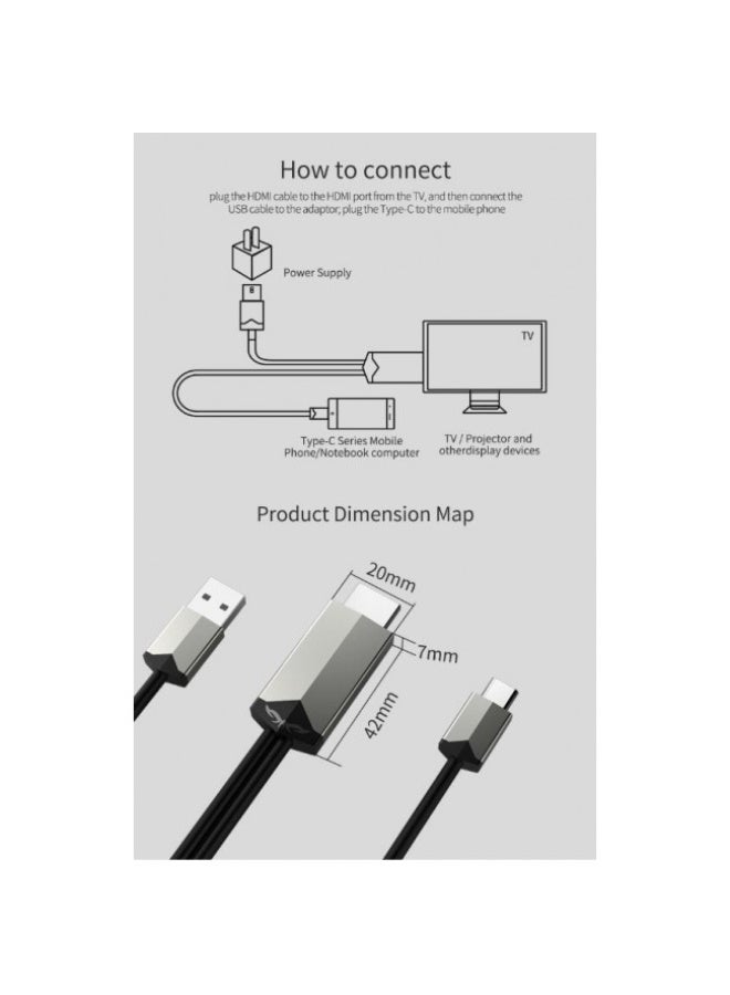 كابل Lightning ذكر إلى HDMI لجهاز iPhone 14 برو ماكس و 13 برو ماكس أسود - Image 4