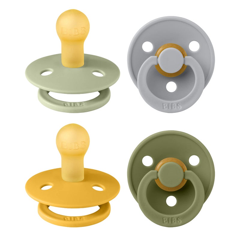 BIBS Pacifiers - Colour 4 Pack | Round Nipple Baby Pacifier | BPA Free Natural Rubber Latex Soother | Made in Denmark | Size 0-6 Months | Garden Colors - Image 1