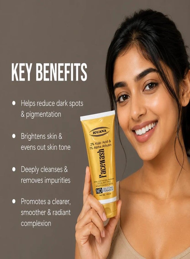 Iguana Skin Brightening Face Wash for Men & Women, Deep Cleansing Daily Face Cleanser, Helps Improve Dull & Uneven Looking Skin, Refreshing Glow Face Wash for All Skin Types, 100ml - Image 3