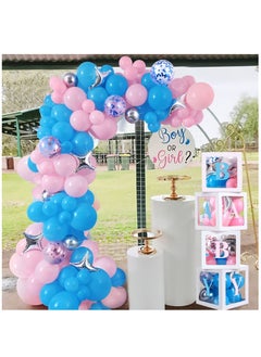 Y&D 96 Pcs Baby Box Gender Reveal Shower Decorations with Balloon Garland Arch Kit Blue Pink White Letters DIY for 1st Birthday Decor Boy or Girl Party Supplies  - Image 3