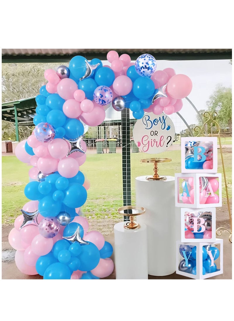 Y&D 96 Pcs Baby Box Gender Reveal Shower Decorations with Balloon Garland Arch Kit Blue Pink White Letters DIY for 1st Birthday Decor Boy or Girl Party Supplies  - Image 3