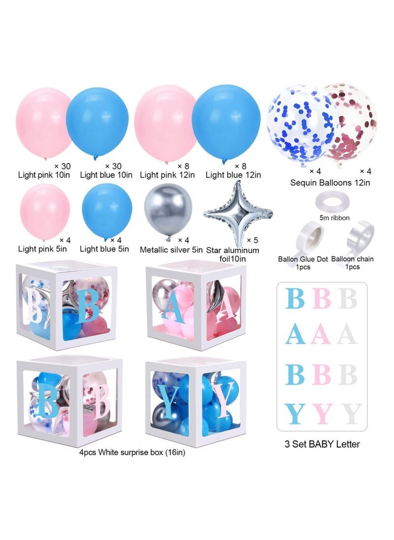 Y&D 96 Pcs Baby Box Gender Reveal Shower Decorations with Balloon Garland Arch Kit Blue Pink White Letters DIY for 1st Birthday Decor Boy or Girl Party Supplies  - Image 2