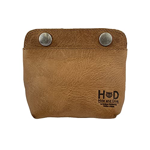 Hide & Drink, Leather Double Snap Pouch, Coin Purse, Cash & Card Holder, Cable Organizer, Makeup, Handmade Includes 101 Year Warranty (Single Malt Mahogany) - Image 1