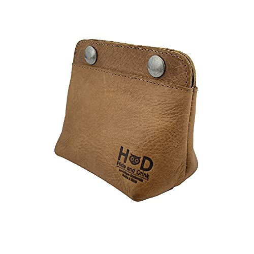 Hide & Drink, Leather Double Snap Pouch, Coin Purse, Cash & Card Holder, Cable Organizer, Makeup, Handmade Includes 101 Year Warranty (Single Malt Mahogany) - Image 3