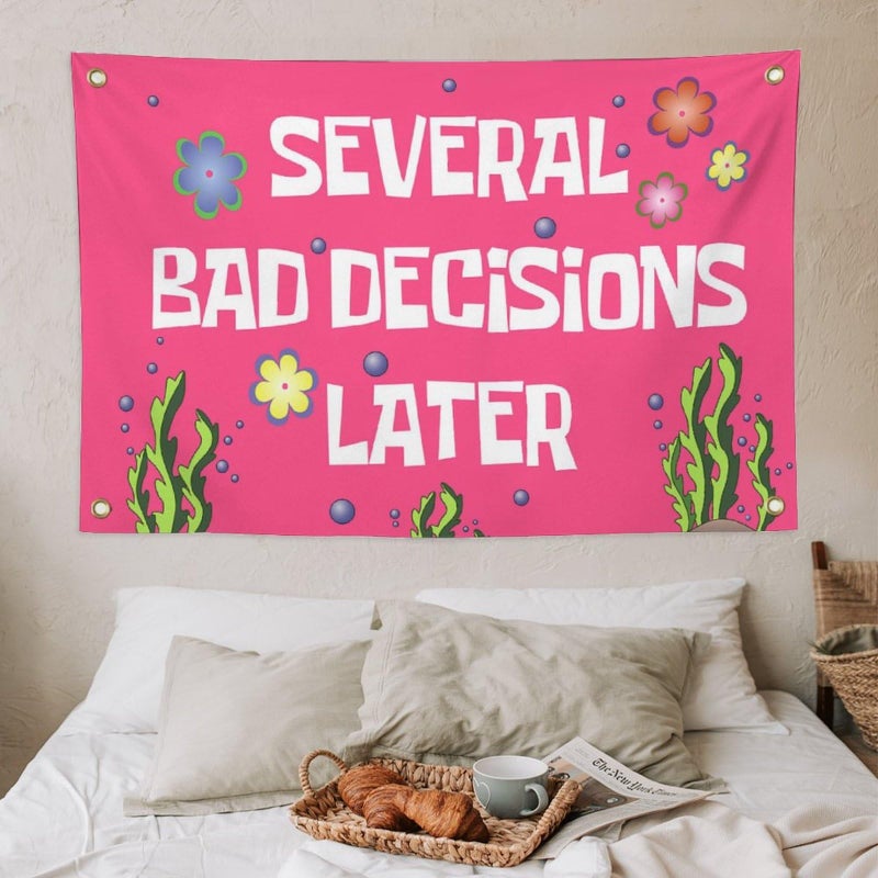 salmophy Several Bad Decisions Later Flag 3x5 ft Cool Funny Flags For Room Guys Meme Flags Banner College Dorm Bedroom Wall Man Cave Frat Tapestry Pink - Image 5