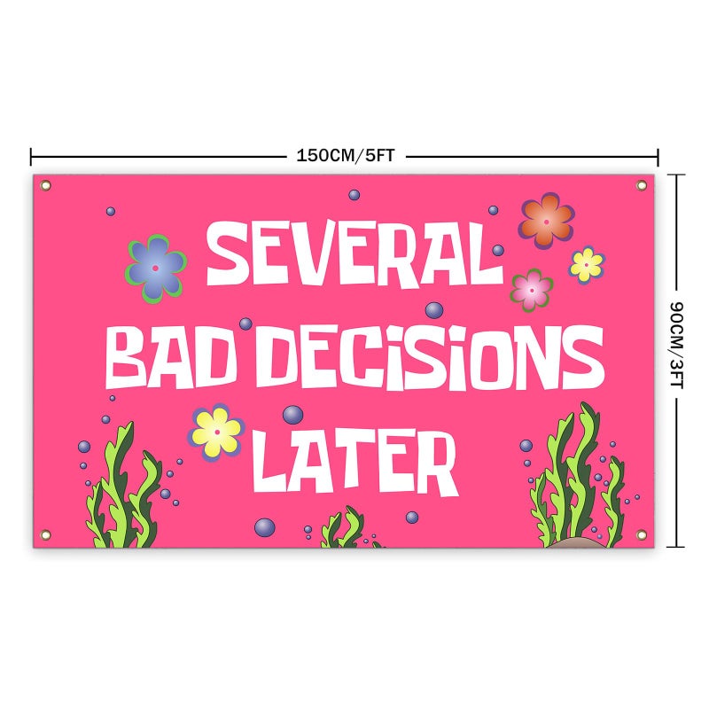 salmophy Several Bad Decisions Later Flag 3x5 ft Cool Funny Flags For Room Guys Meme Flags Banner College Dorm Bedroom Wall Man Cave Frat Tapestry Pink - Image 4
