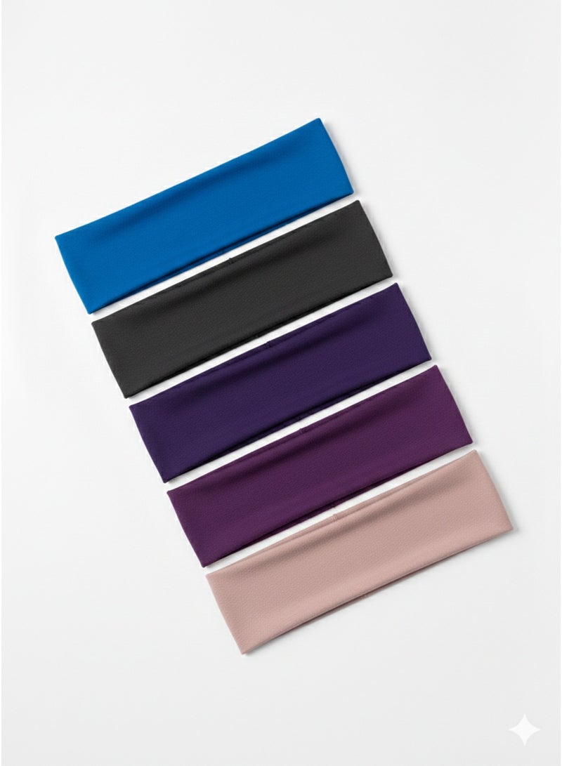 Extra Wide Plain Stretch Unisex Soft Yoga Headband (Royal Blue) - Image 4