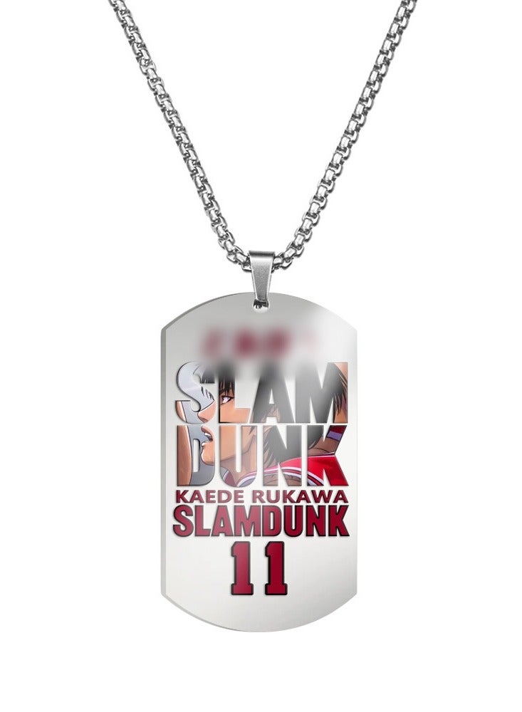 KUYING New Slam Dunk Color Printed Stainless Steel Necklace 