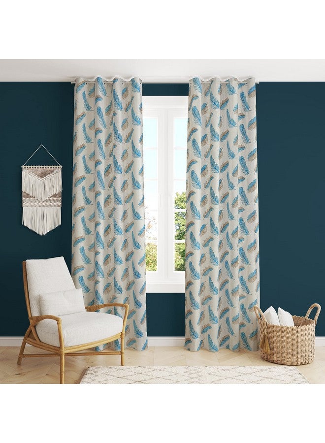POLARTAINS Polyester Curtains 6 Feet Long Set of 2 for Window (Aqua 4 ft x 6 ft) | Floral - Image 2
