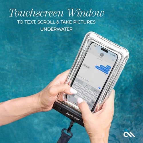 Case-Mate IP68 Waterproof Phone Pouch - Travel Beach Cruise Ship Essentials - Floating Waterproof Phone Case with Crossbody Lanyard for iPhone 17 Pro Max/16 Pro Max/15/14 /13 /S25/S24 - Silver Chrome - Image 2