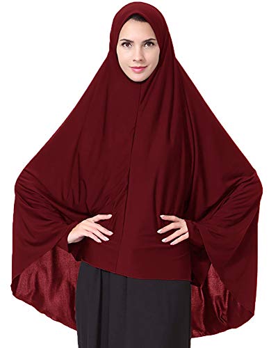 Ababalaya Women's Elegant Modest Muslim Islamic Ramadan Soft Lightweight Jersey Hijab Long Scarf, Burgundy, M - Image 3