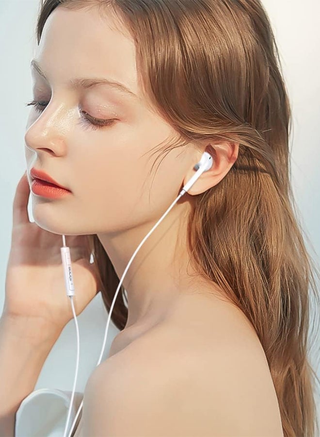 BOLICE Type-C Wired Earphones for iPhone 15 Hi-Fi Stereo Sound with Built-in Mic and Volume Control - White - Image 2