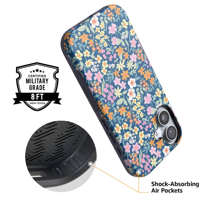 Casely iPhone 17 Case | Full Bloom | Navy Floral | Bold Protective Design | Compatible with MagSafe - Image 4