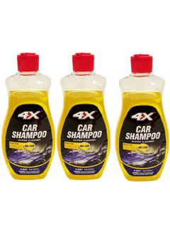 Combo - Buy 3PC 4X Advanced Formula Car Shampoo, High-Efficiency Super Cleaning Solution with Power Foam Action-500ml