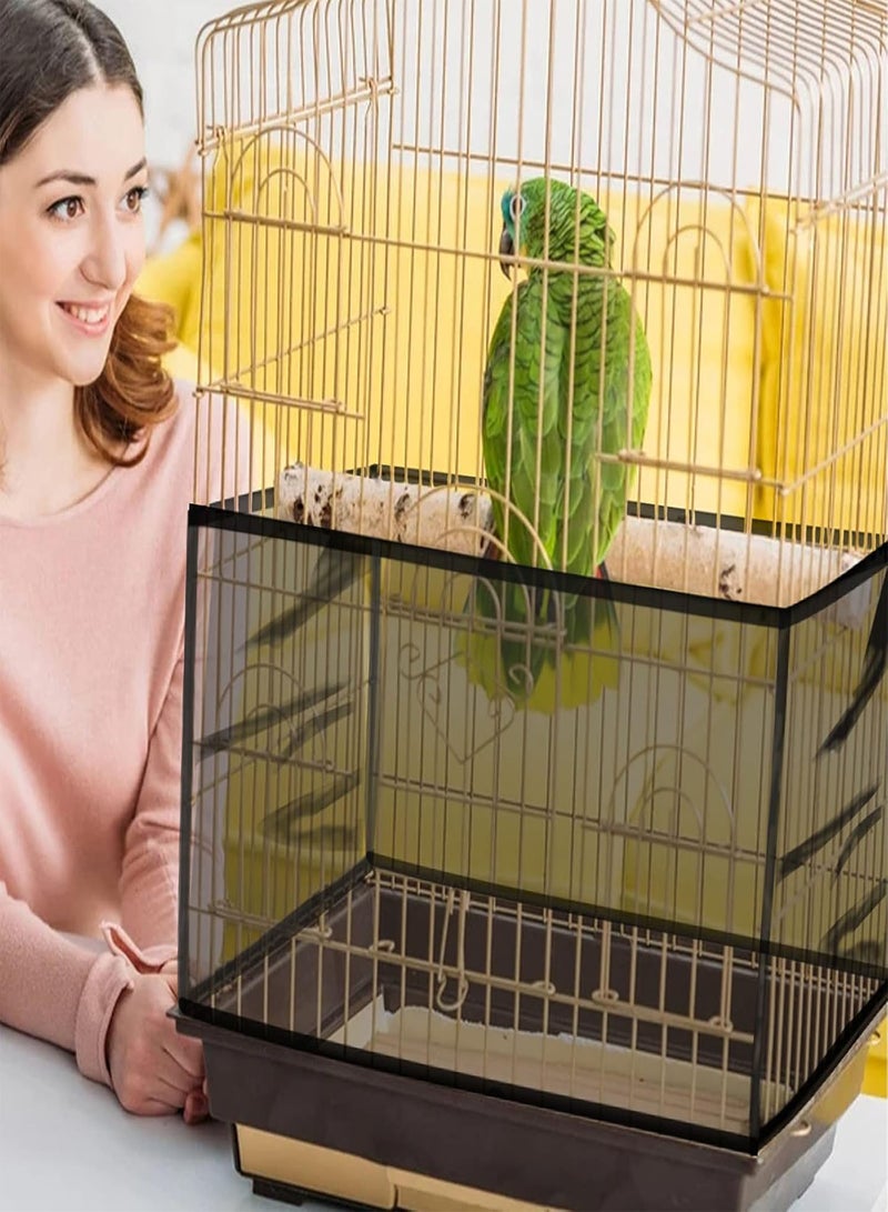 GGOOT Large Bird Cage Cover,  Bird Cage Seed Catcher, Adjustable Soft Airy Nylon Mesh Net, Birdcage Cover Skirt Seed Guard for Parrot Parakeet Macaw African Round Square Cages (Black) - Image 5