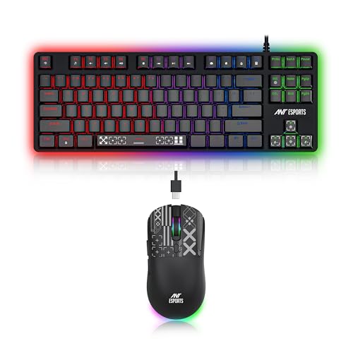 Ant Esports Thunder20 Wired Mechanical Gaming Keyboard and Mouse Combo | TKL Keyboard Rainbow Backlight 26Anti-Ghosting Keys, 6-Button 3600DPI Mouse | USB | PC/Laptop Compatible_ Red Switch_ Black - Image 1