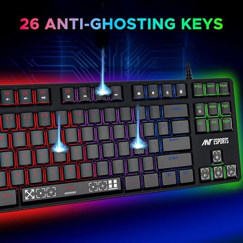 Ant Esports Thunder20 Wired Mechanical Gaming Keyboard and Mouse Combo | TKL Keyboard Rainbow Backlight 26Anti-Ghosting Keys, 6-Button 3600DPI Mouse | USB | PC/Laptop Compatible_ Red Switch_ Black - Image 2