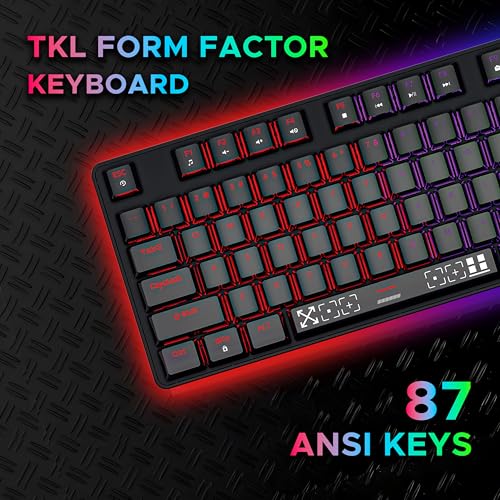 Ant Esports Thunder20 Wired Mechanical Gaming Keyboard and Mouse Combo | TKL Keyboard Rainbow Backlight 26Anti-Ghosting Keys, 6-Button 3600DPI Mouse | USB | PC/Laptop Compatible_ Red Switch_ Black - Image 3