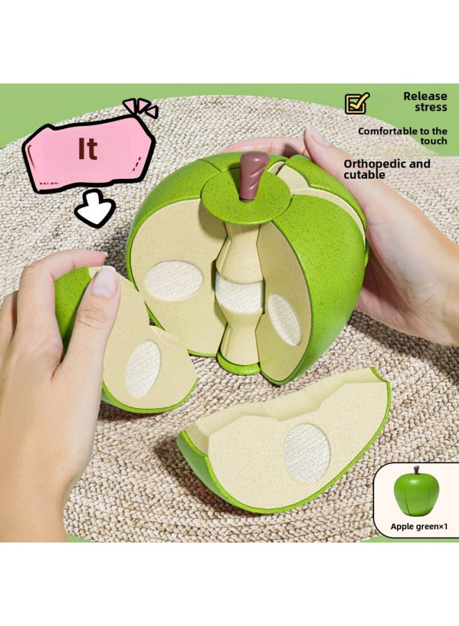 Children's Play Men's And Women's Simulation Apple Food Play Fun Simulation Kitchen Fruit And Vegetable Cutting Music Educational Early Education Toys-Color:Single Apple Outfit (green)  - Image 1
