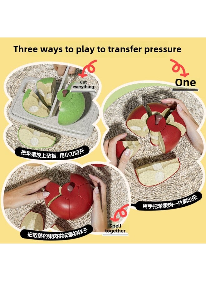 Children's Play Men's And Women's Simulation Apple Food Play Fun Simulation Kitchen Fruit And Vegetable Cutting Music Educational Early Education Toys-Color:Single Apple Outfit (green)  - Image 4