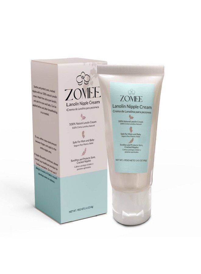 Zomee Lanolin Nipple Cream For Breastfeeding 100% Natural Ingredient 1.41 Ounces Safe For Mom And Babies Soothes & Protects Sore Cracked Nipples Discomfort Relief From Nursing (1 Pack) - Image 2