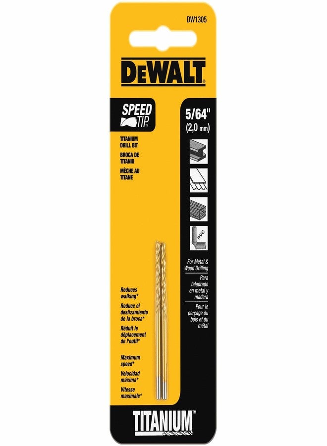 DEWALT DW1305 5/64-Inch Titanium Nitride Split Point Twist Drill Bit,Gold - Image 1