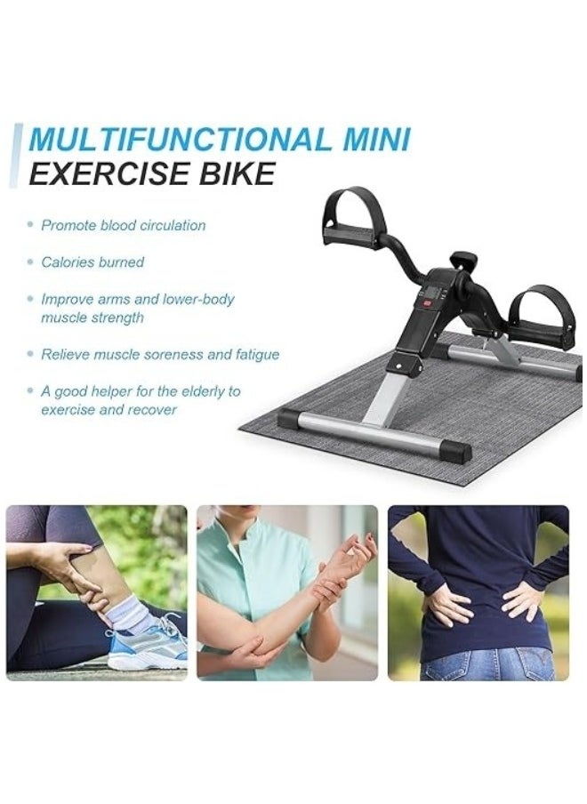 ShebSheb - Mini Exercise Bike Folding Fitness Pedal Exerciser, Mini Under Desk Exercise Bike Foot Hand Cycle Portable, Arm And Leg Exercise Peddler Machine With Lcd Monitor - Image 1