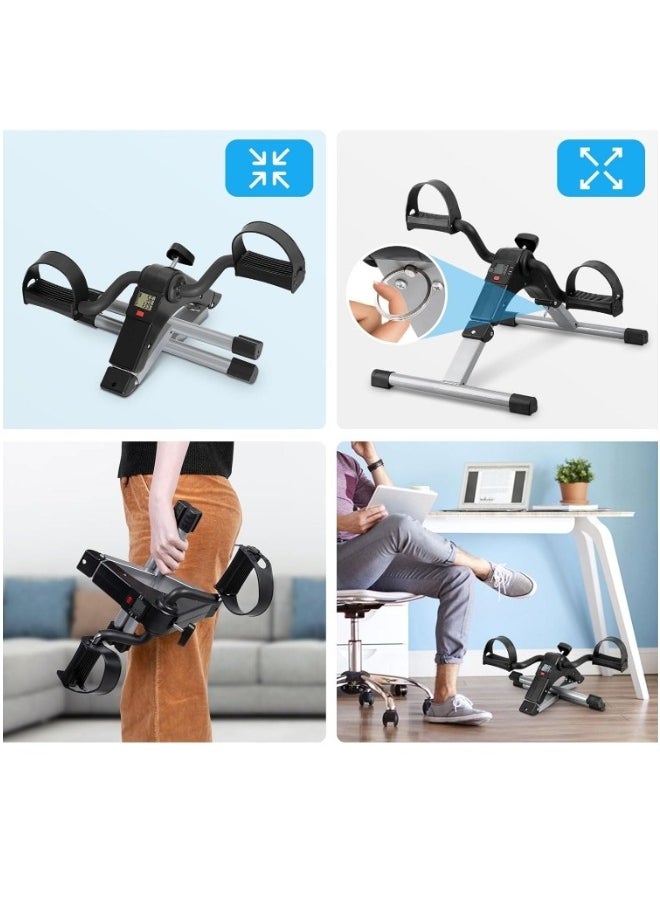 ShebSheb - Mini Exercise Bike Folding Fitness Pedal Exerciser, Mini Under Desk Exercise Bike Foot Hand Cycle Portable, Arm And Leg Exercise Peddler Machine With Lcd Monitor - Image 1