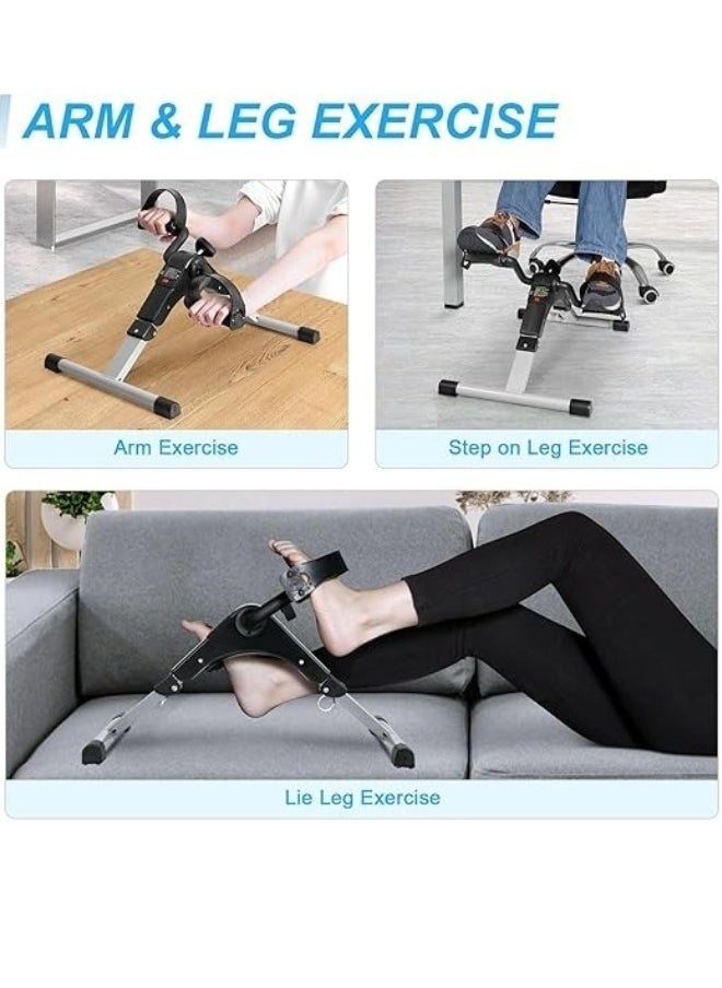 ShebSheb - Mini Exercise Bike Folding Fitness Pedal Exerciser, Mini Under Desk Exercise Bike Foot Hand Cycle Portable, Arm And Leg Exercise Peddler Machine With Lcd Monitor - Image 1