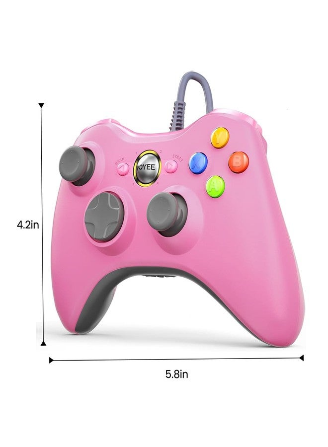 فويي وحدة تحكم VOYEE للكمبيوتر الشخصي، وحدة تحكم سلكية متوافقة مع Microsoft Xbox 360 وSlim/PC بنظامي التشغيل Windows 10/8/7، مع عصا تحكم مُحسّنة، وصدمة مزدوجة | مُحسّنة (وردي) - Image 2