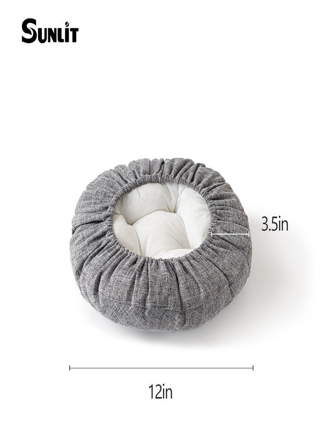 Sunlit أغطية كراسي بار صن لايت - طقم من غطاءين دائريين لمقعد كرسي بار، أغطية ناعمة ومبطنة، سهلة التركيب والغسل، غطاء فقط، قطر 12 بوصة، رمادي - Image 5