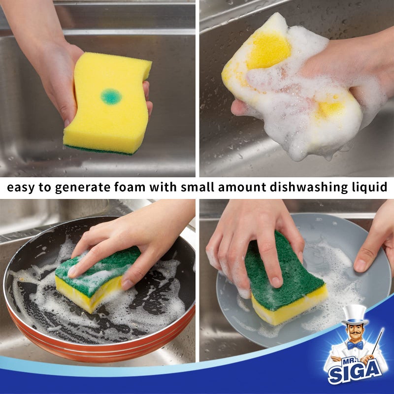 Mr Siga Mr.Siga Heavy Duty Scrub Sponge  Pack Of 12  Size:11 X 7 X 3 Cm  4.3"" X 2.8"" X 1.2"" - Image 5