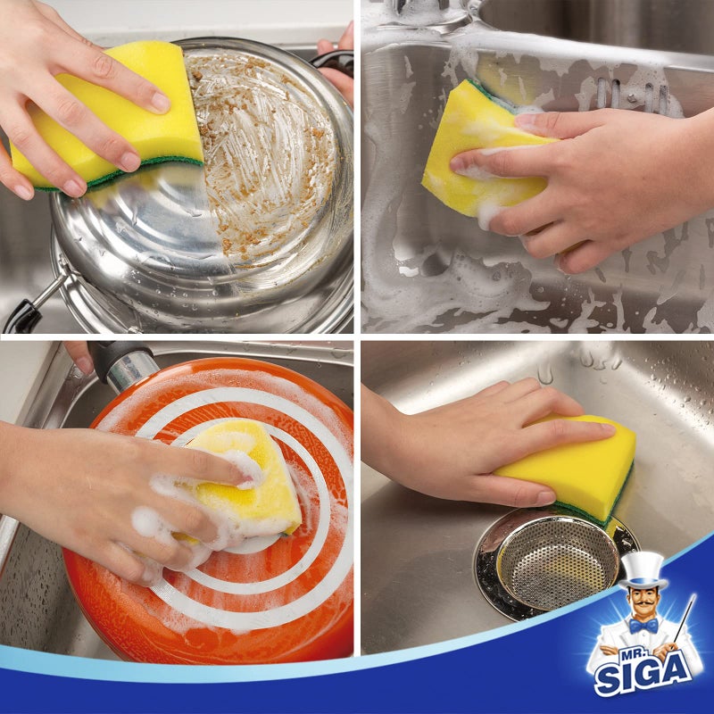Mr Siga Mr.Siga Heavy Duty Scrub Sponge  Pack Of 12  Size:11 X 7 X 3 Cm  4.3"" X 2.8"" X 1.2"" - Image 4