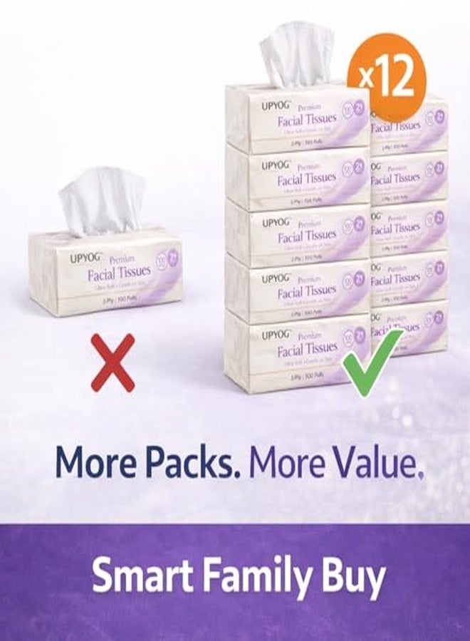 Upyog 2-Ply Facial Tissue Box - Soft Pack | 100 Pulls x 12 Packs | Extra Soft & Highly Absorbent Multipurpose Face Tissues (Pack Of 12) - Image 4